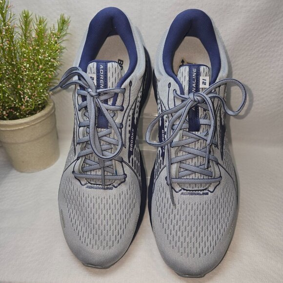 BROOKS RUNNING ADRENALINE GTS 21 MENS GRAY BLUE EUC - Picture 2 of 9